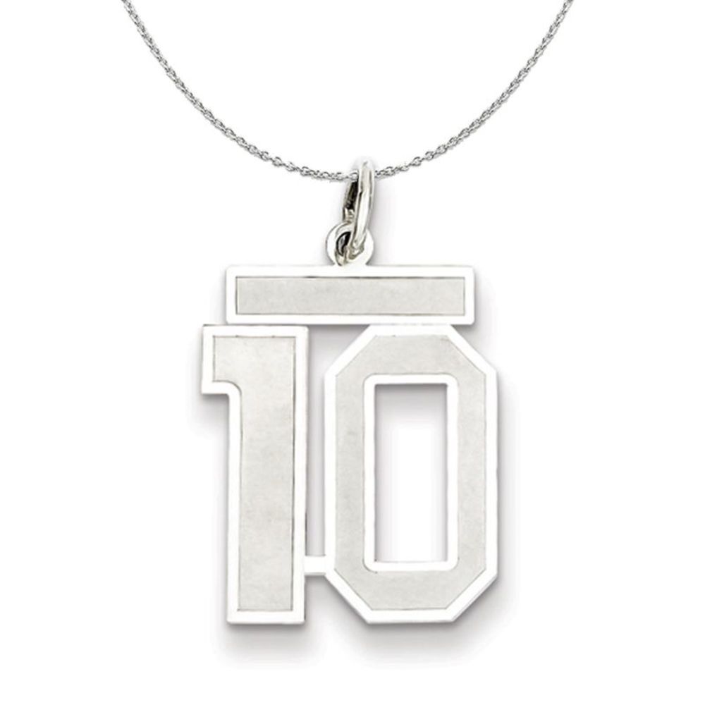 Sterling Silver, Jersey Collection, Medium Number 10 Necklace - 20 In